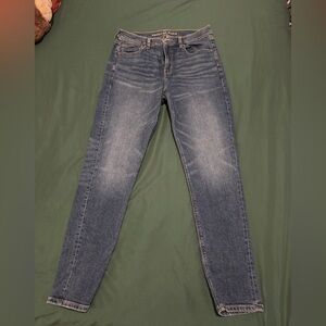 American Eagle Outfitters Women's Dark Blue High Waisted Straight Jeans